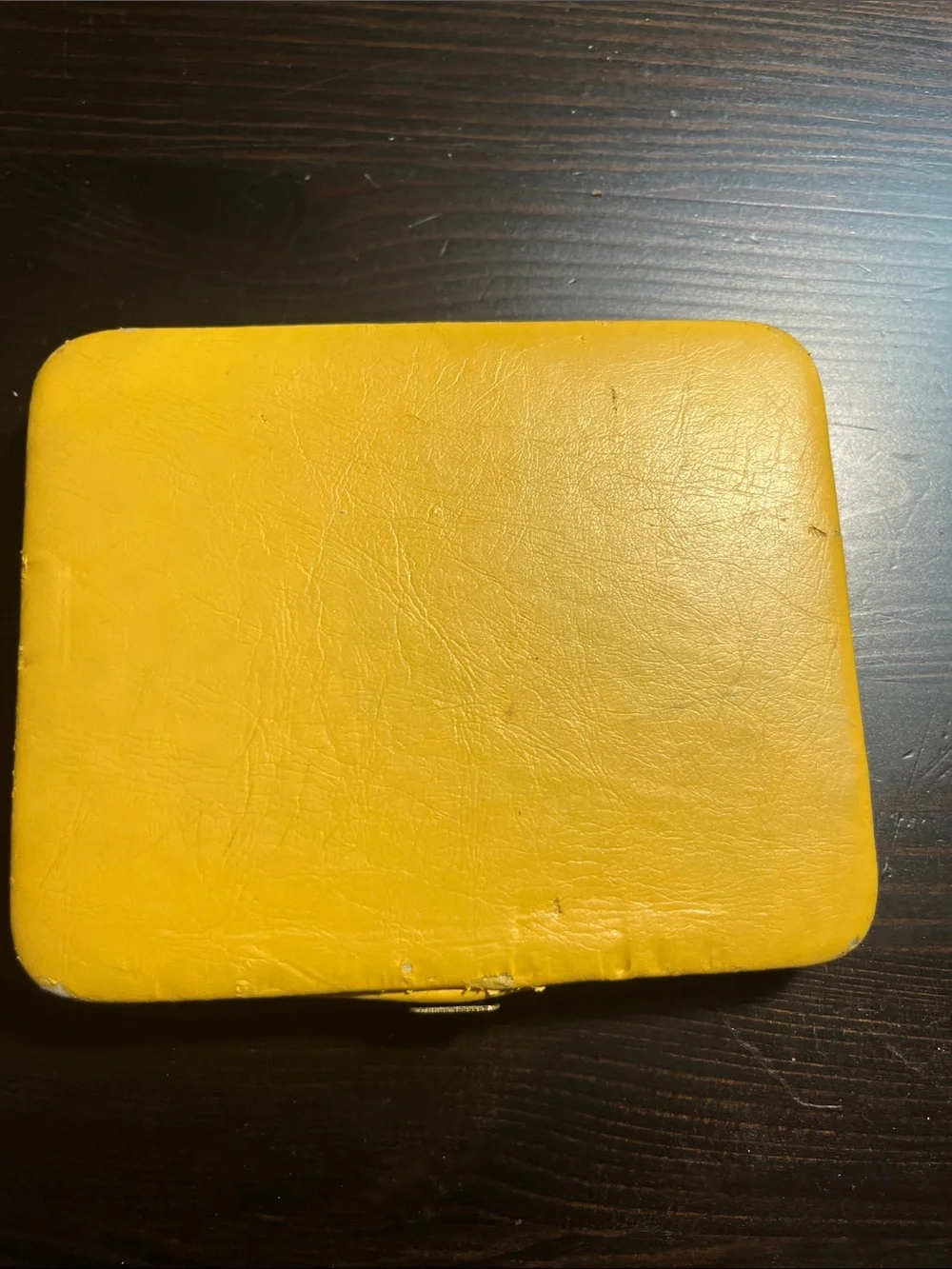 Vintage Yellow Owl Leather Clutch/small wallet with Multicolor Applique